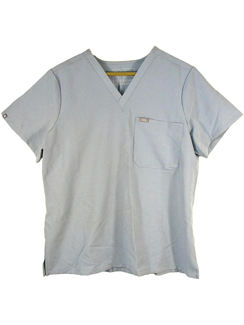 Figs Womens Pullover V-Neck Scrub Top Short Sleeve Pockets Size L Blue